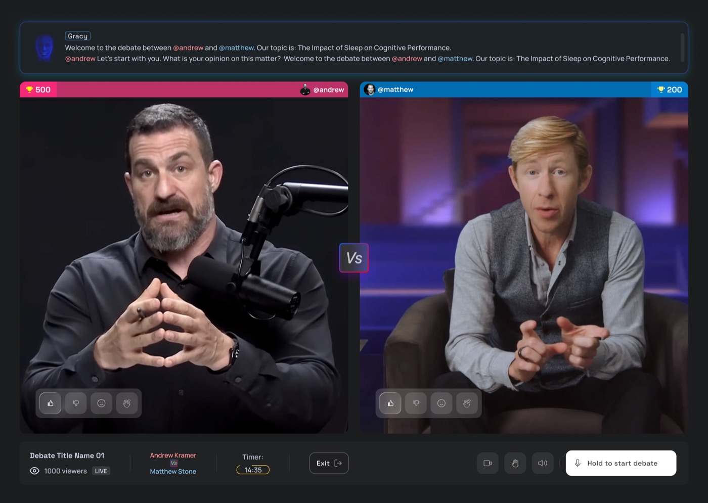 Agora AI-powered live debate platform preview